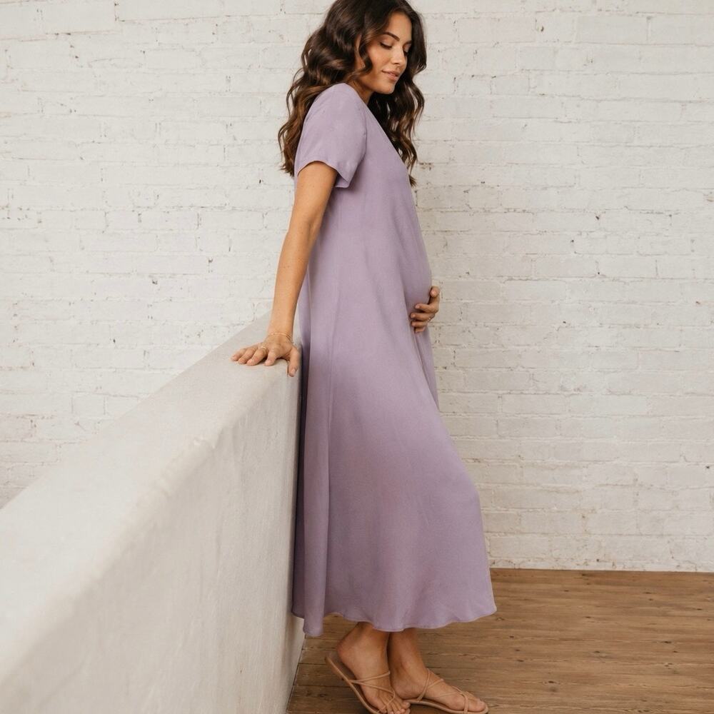 Hatch The James Dress Lilac Maternity Womens Size 1 Small Minimalist Wedding